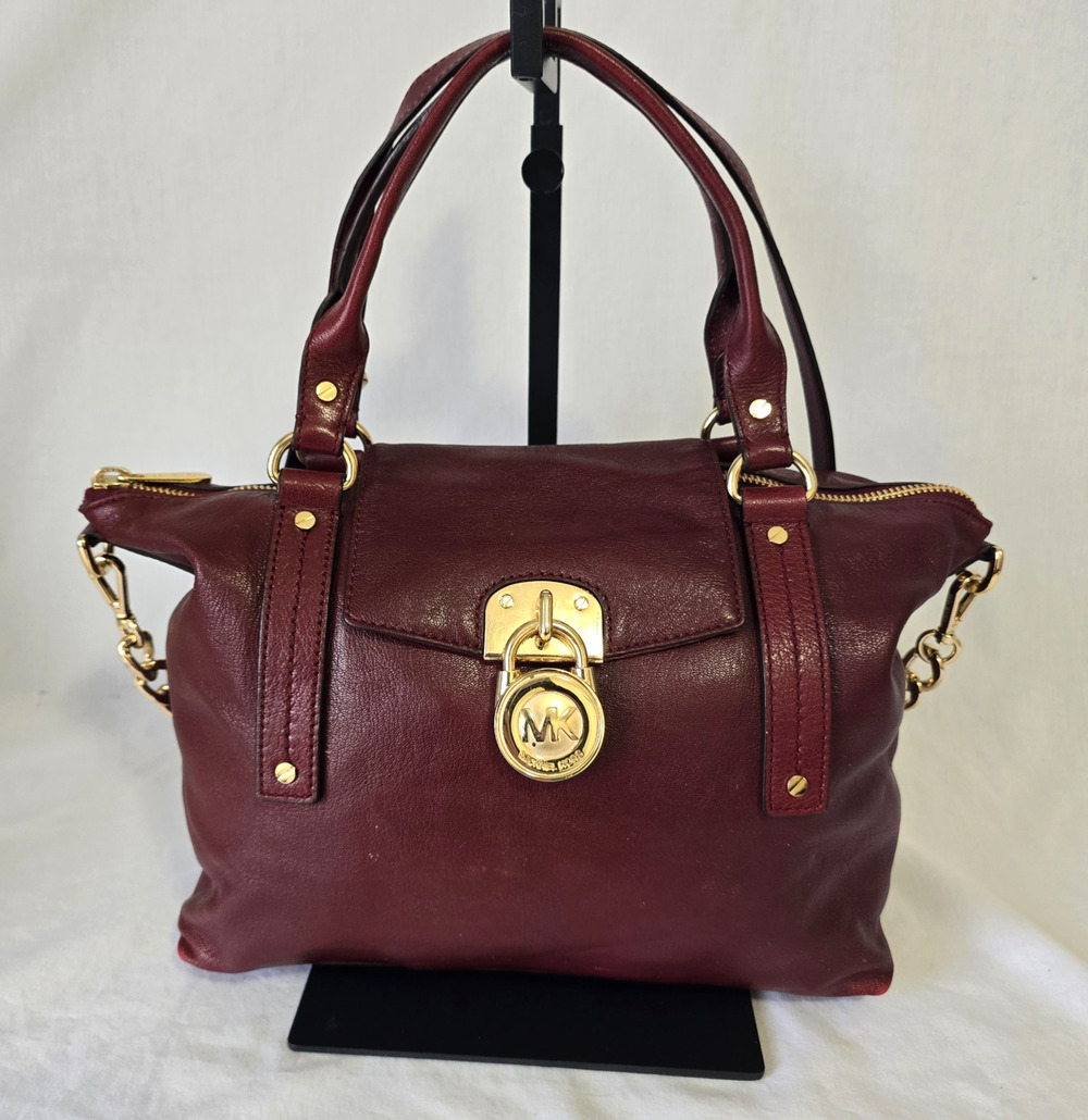 Michael Kors Burgundy Hamilton Tote Pebbled Leather 12.5" x 6" x 10"